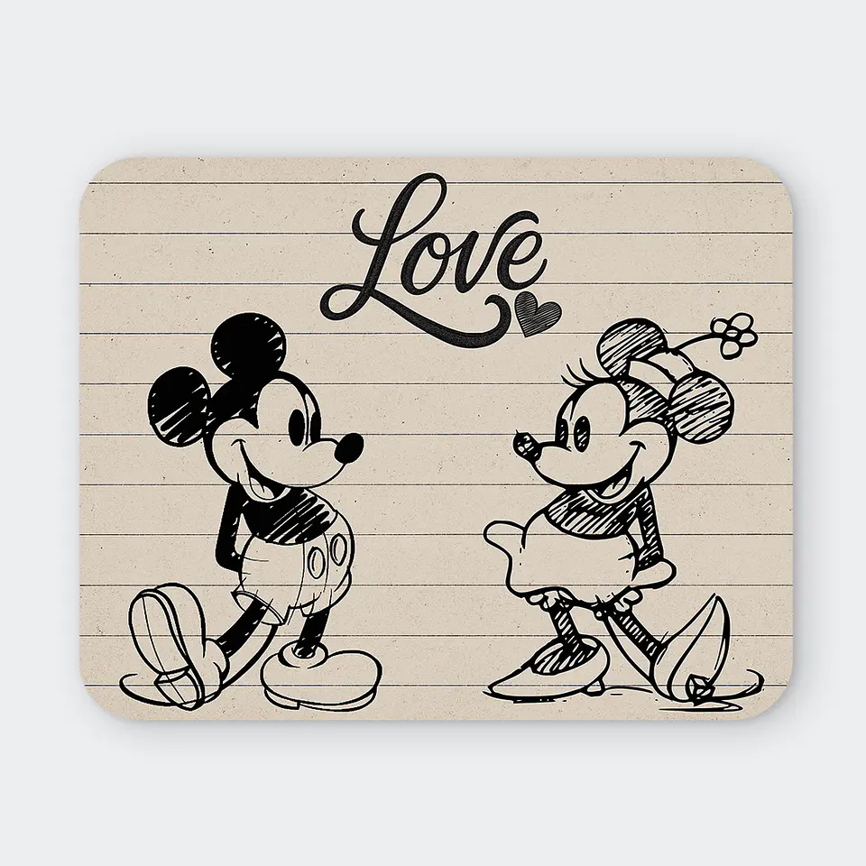 Mousepad 20x24 cm - Diseño Mickey y Minnie Love Sketch 1