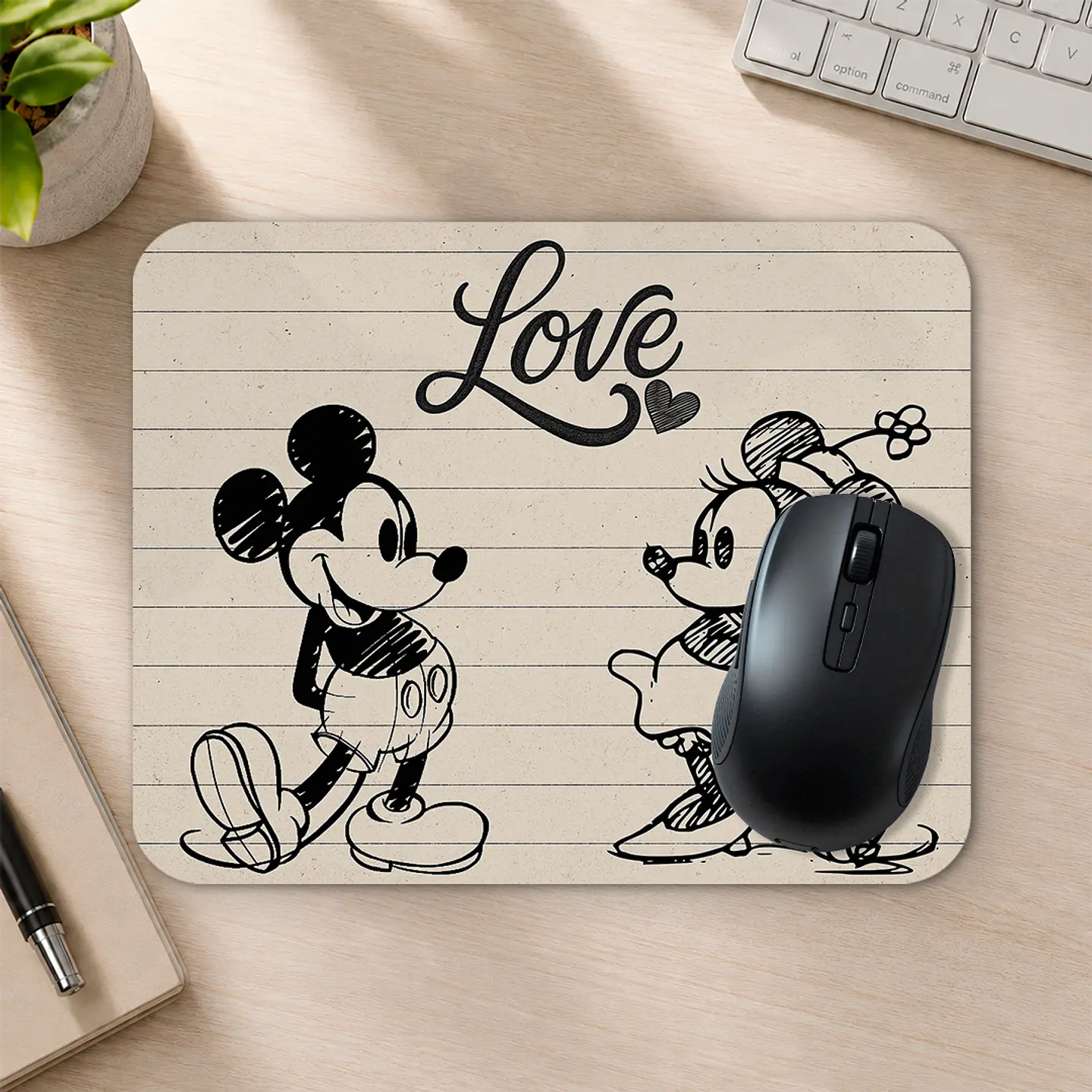 Mousepad 20x24 cm - Diseño Mickey y Minnie Love Sketch 2