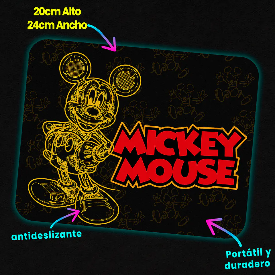 Mousepad 20x24 cm - Diseño Mickey Mouse Trazo Robótico 3
