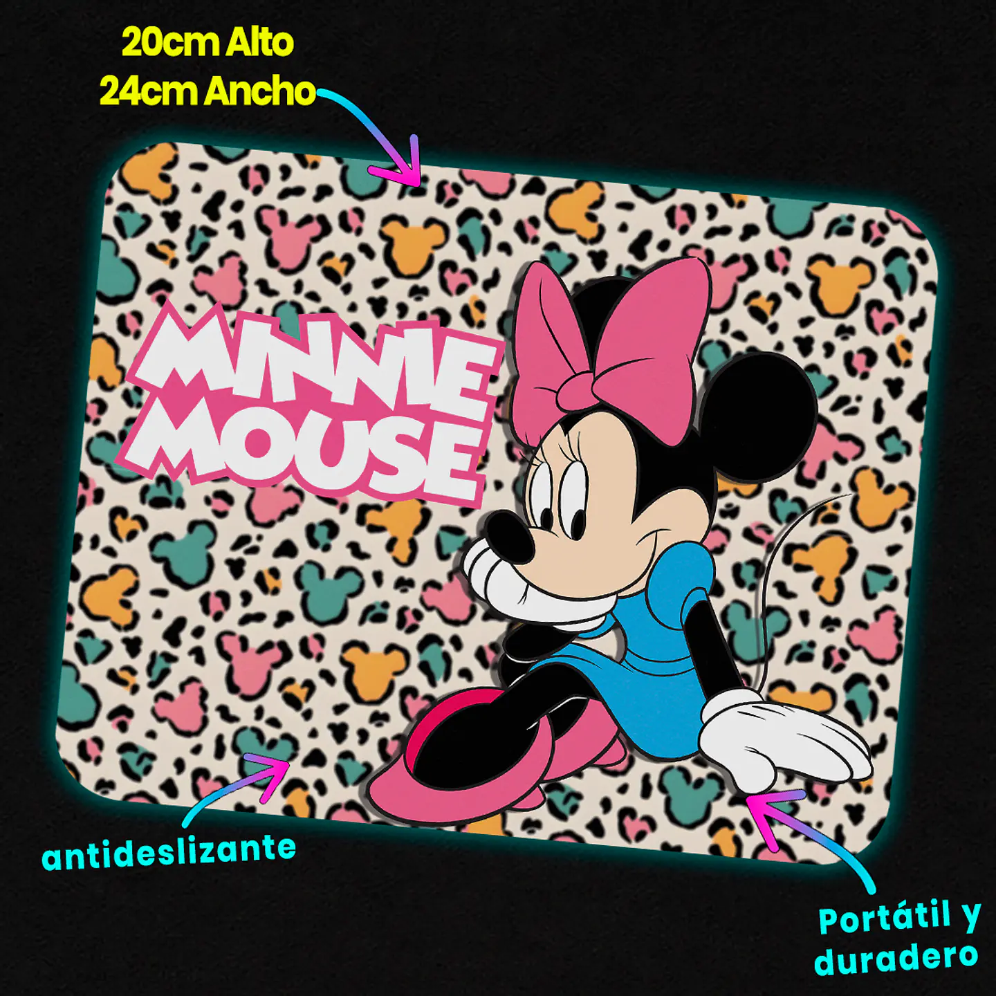 Mousepad 20x24 cm - Diseño Minnie Mouse Animal Print 3