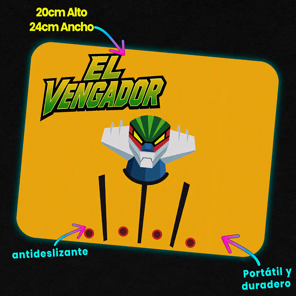Mousepad 20x24 cm - Diseño El Vengador Robot Anime 3