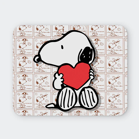 Mousepad 20x24 cm - Diseño Snoopy Corazón Rojo