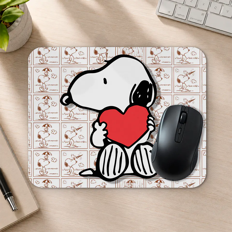 Mousepad 20x24 cm - Diseño Snoopy Corazón Rojo 2