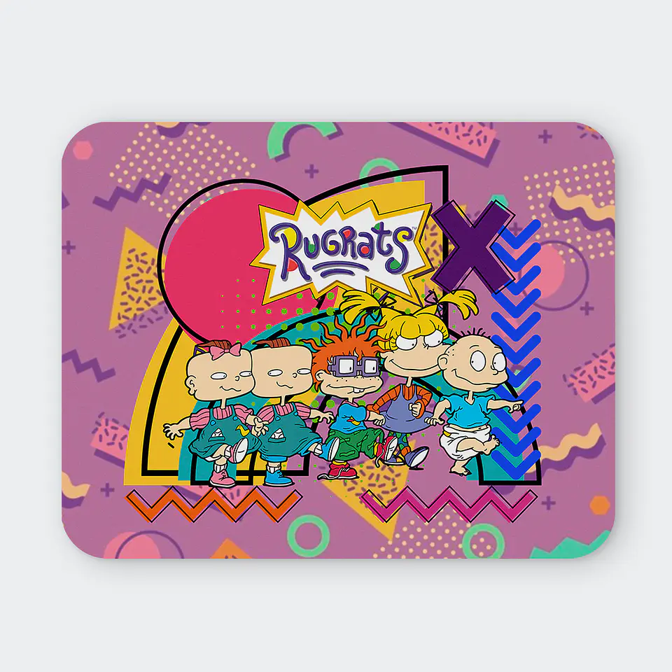 Mousepad 20x24 cm - Diseño Rugrats Fondo Morado Retro 1