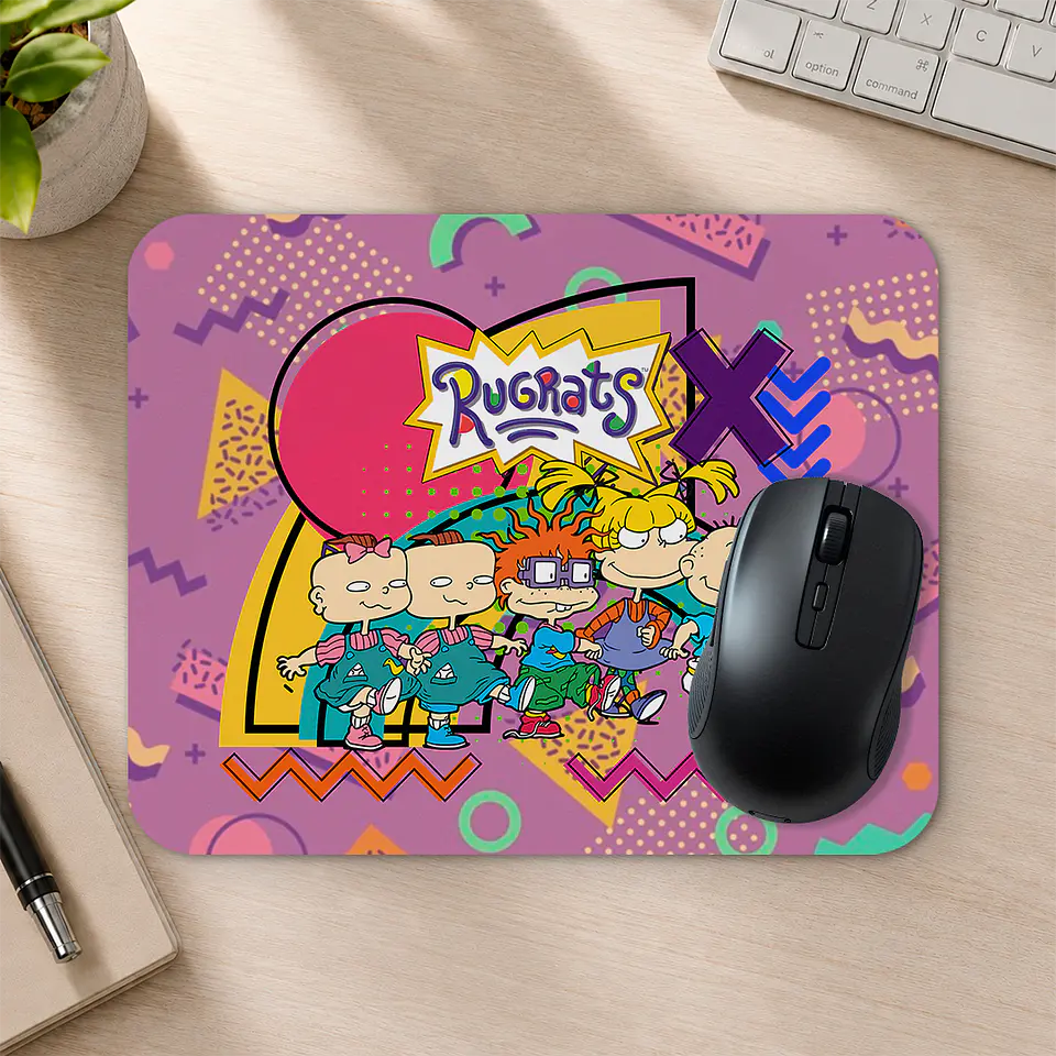 Mousepad 20x24 cm - Diseño Rugrats Fondo Morado Retro 2