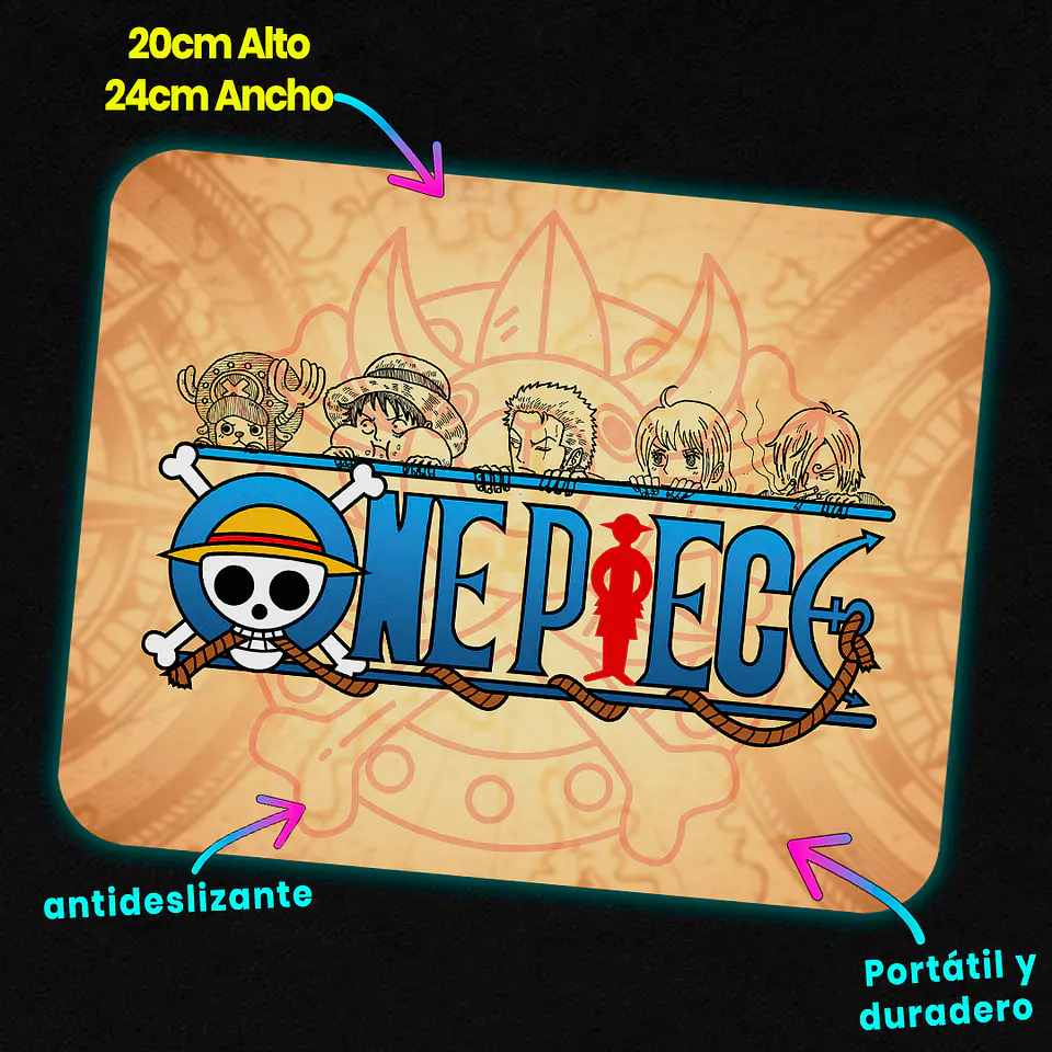 Mousepad 20x24 cm - Diseño One Piece Tripulación 3