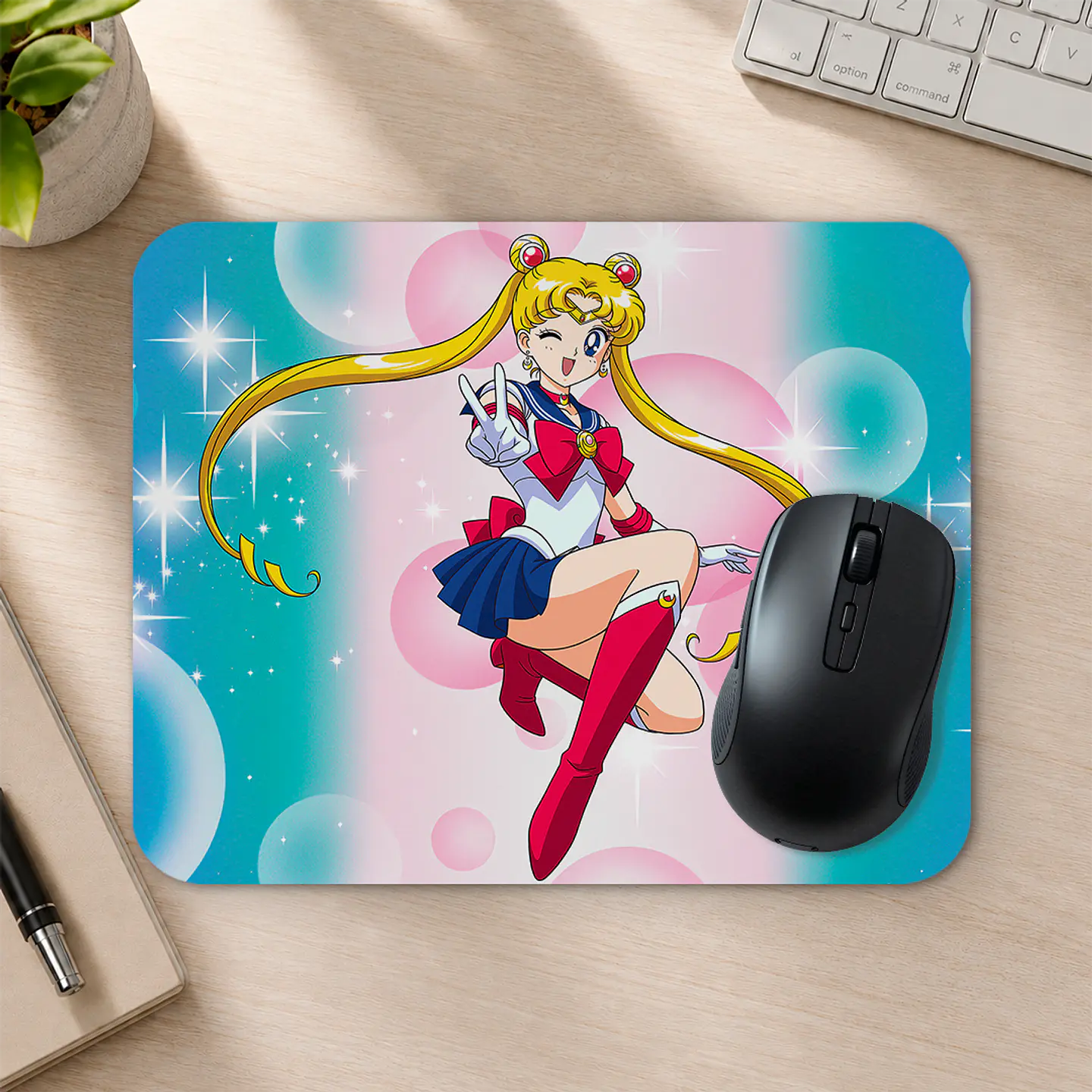 Mousepad 20x24 cm - Diseño Sailor Moon Fondo Pastel 2