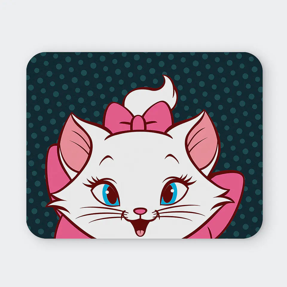 Mousepad 20x24 cm - Diseño Marie Gatita Fondo Lunares 1