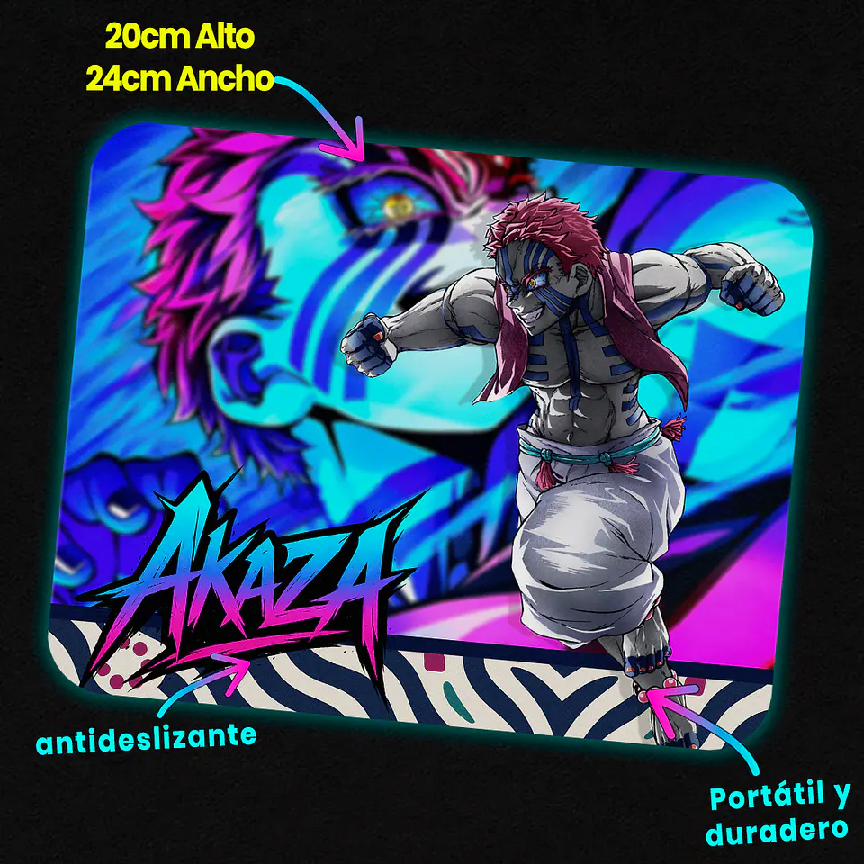 Mousepad 20x24 cm - Diseño Demon Slayer Akaza 3