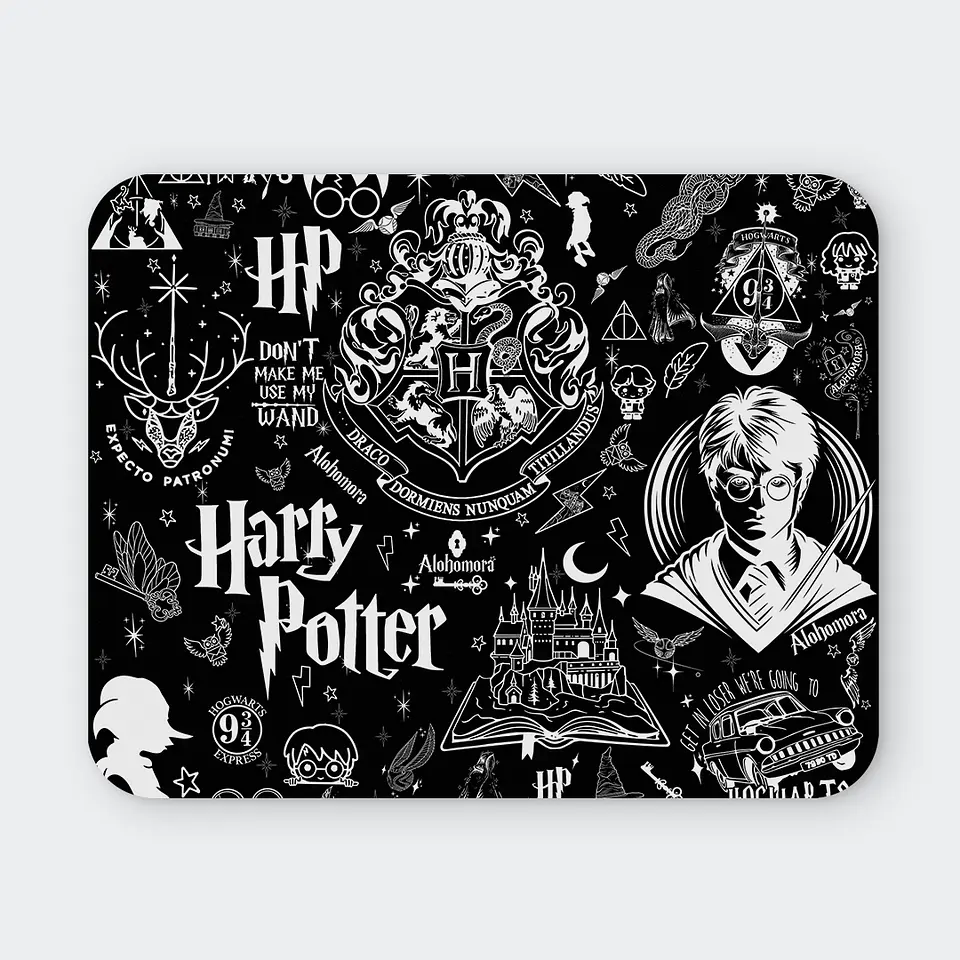 Mousepad 20x24 cm - Diseño Harry Potter Blanco y Negro 1