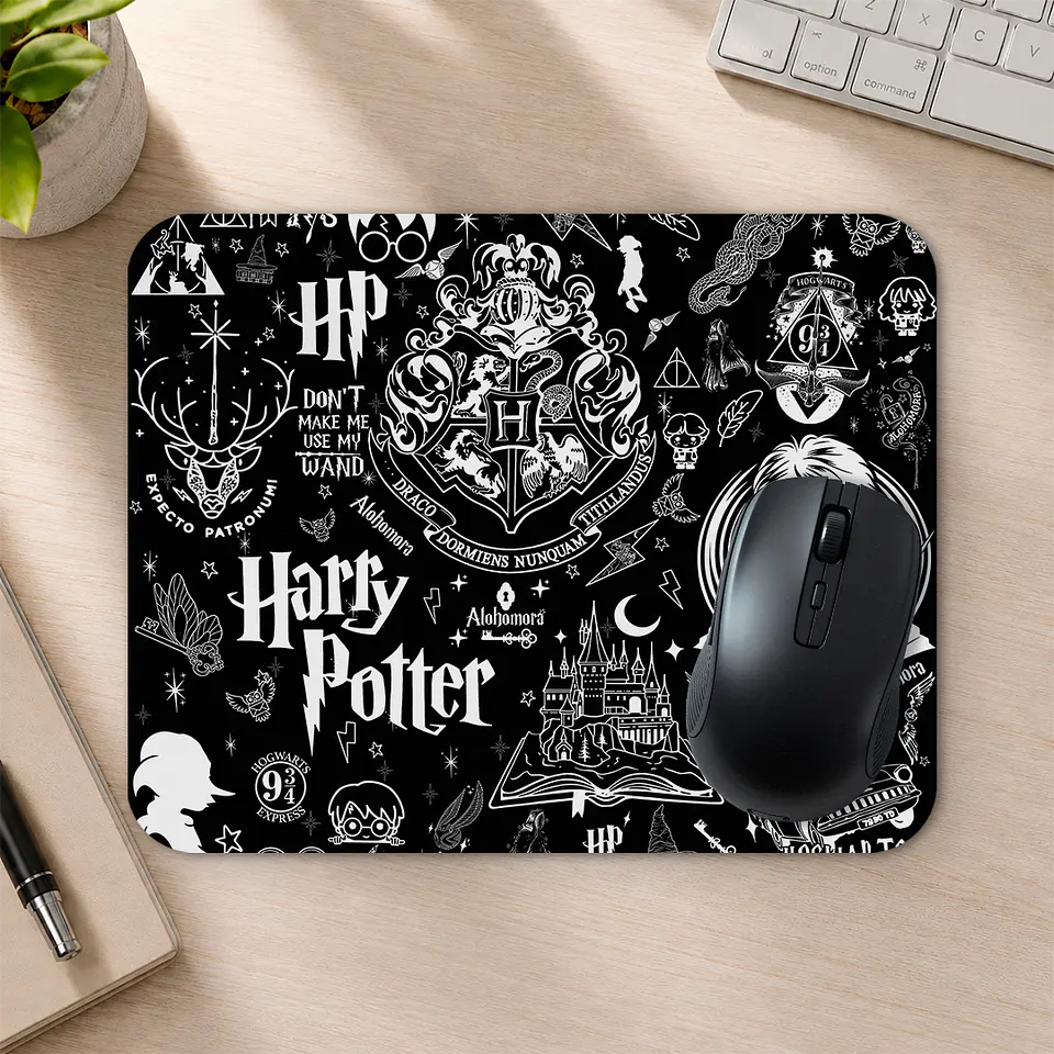 Mousepad 20x24 cm - Diseño Harry Potter Blanco y Negro 2