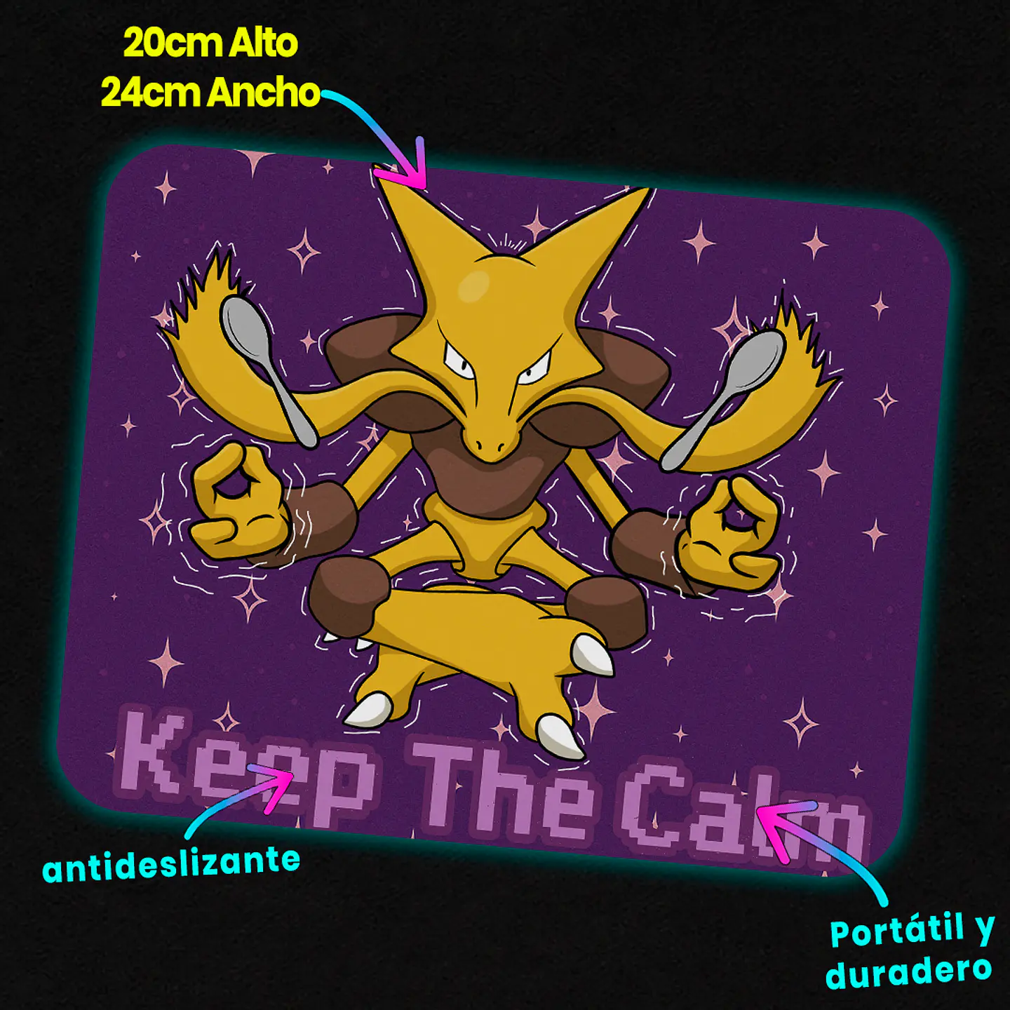 Mousepad 20x24 cm - Diseño Pokémon Alakazam Keep The Calm 3