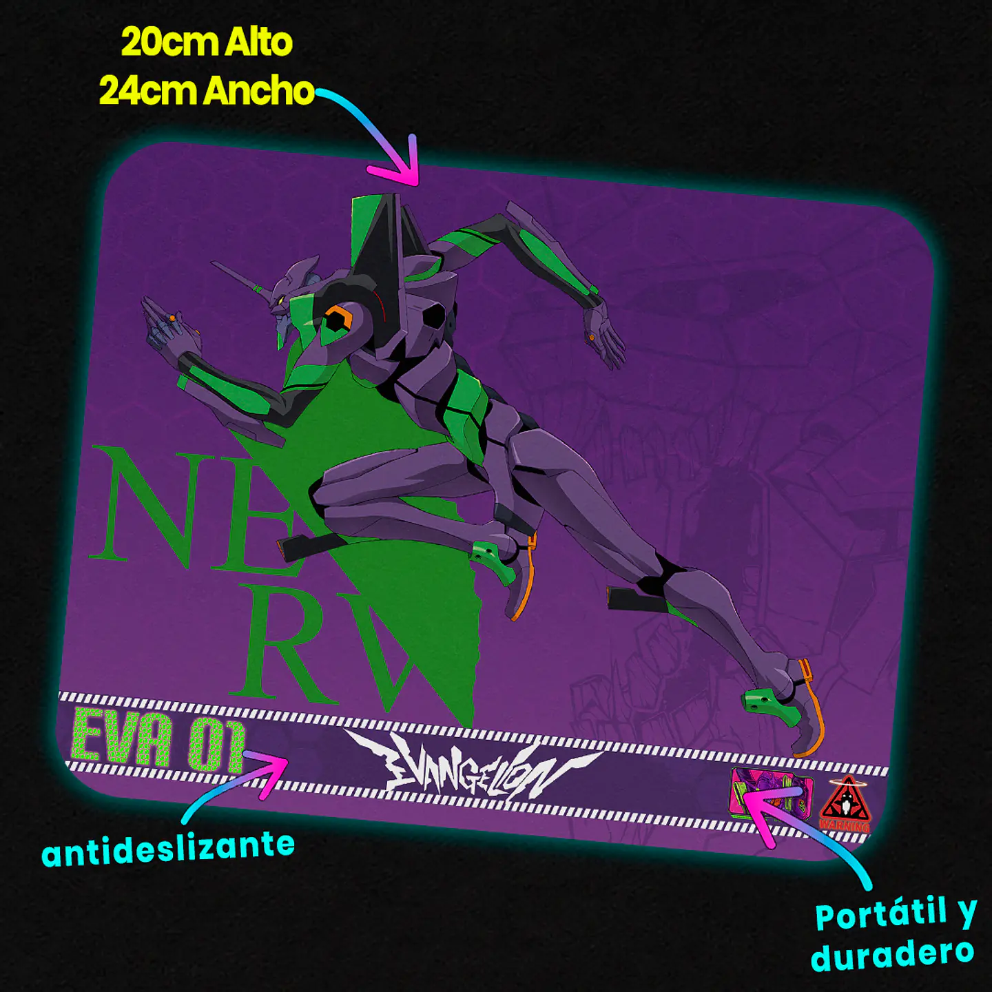 Mousepad 20x24 cm - Diseño Evangelion EVA 01 3