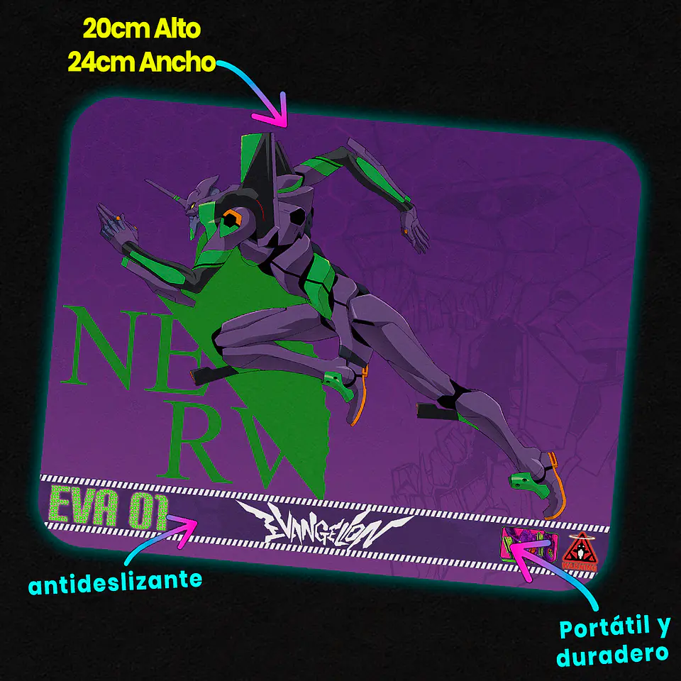Mousepad 20x24 cm - Diseño Evangelion EVA 01 3