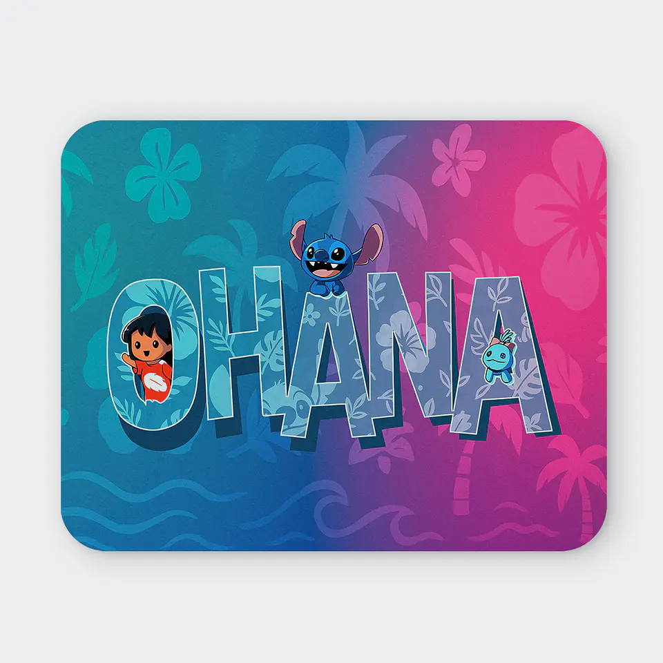 Mousepad 20x24 cm - Diseño Lilo y Stitch Ohana 1