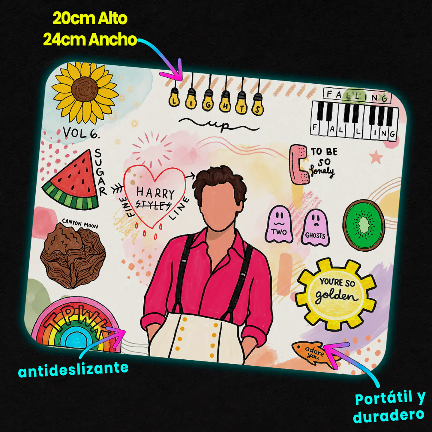Mousepad 20x24 cm - Diseño Harry Styles Collage Pop 3