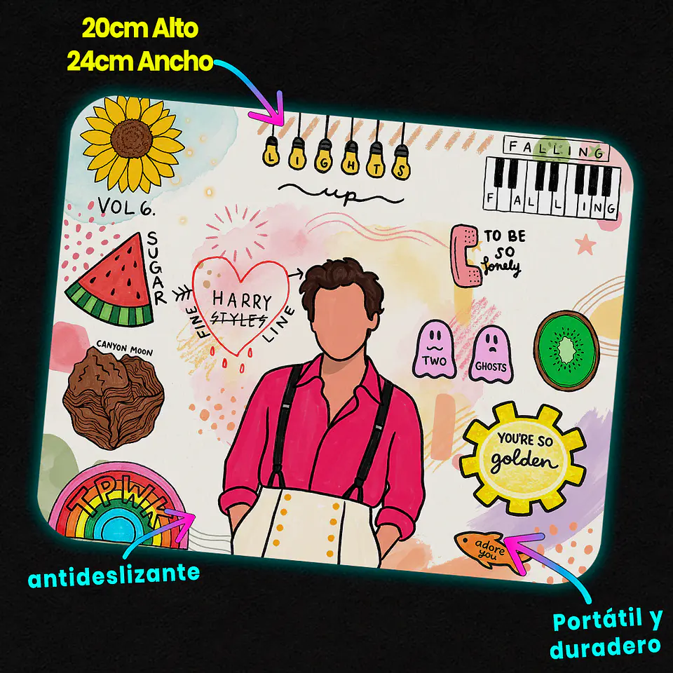 Mousepad 20x24 cm - Diseño Harry Styles Collage Pop 3