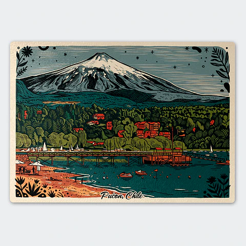 Tabla de cocina - Diseño Pucón, Lago y Volcán Villarrica