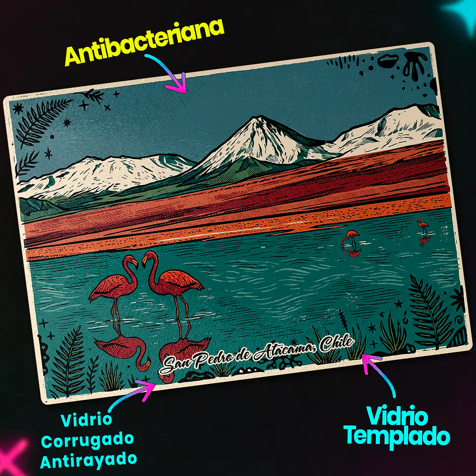Tabla de cocina - Diseño San Pedro de Atacama y Flamencos 3