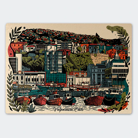 Tabla de cocina - Diseño Puerto y Cerros de Valparaíso