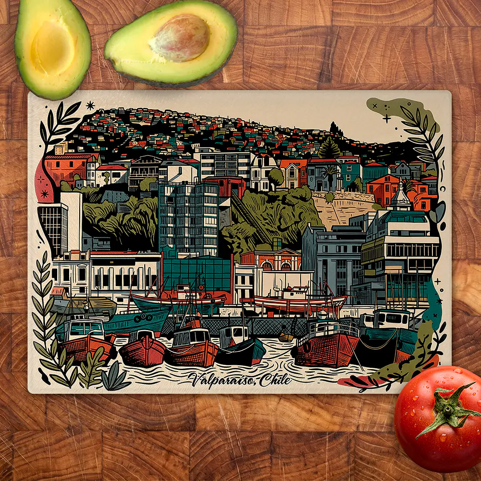 Tabla de cocina - Diseño Puerto y Cerros de Valparaíso 2