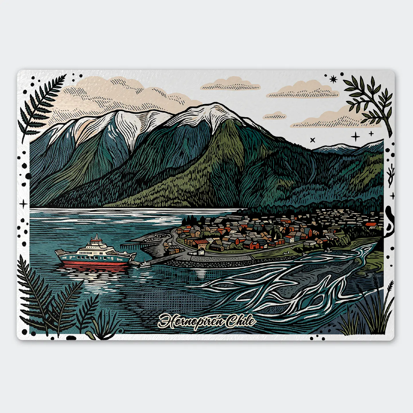 Tabla de cocina - Diseño Hornopirén y Paisaje Patagónico 1