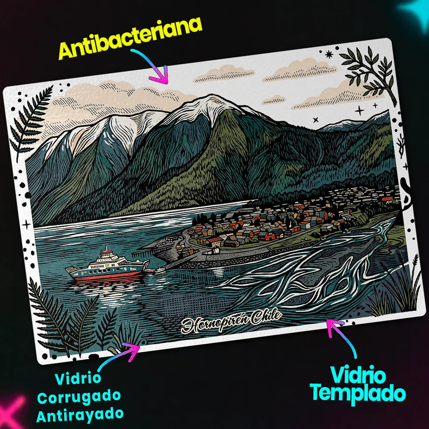 Tabla de cocina - Diseño Hornopirén y Paisaje Patagónico 3