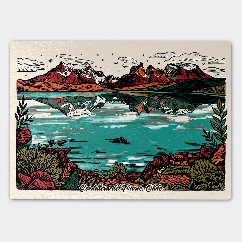 Tabla de cocina - Diseño Torres del Paine y Lago Patagónico 1