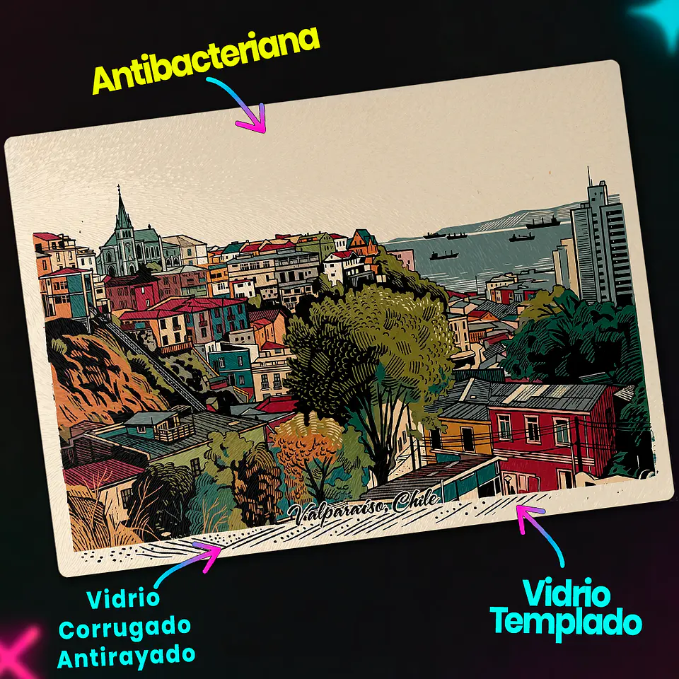 Tabla de cocina - Diseño Casas de Colores y Bahía de Valparaíso 3