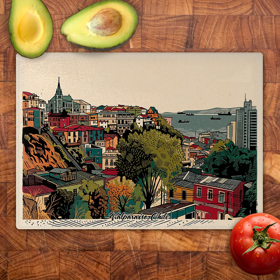 Tabla de cocina - Diseño Casas de Colores y Bahía de Valparaíso 2