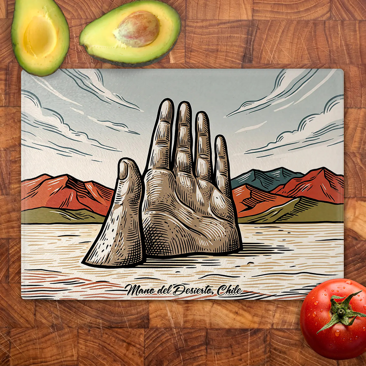Tabla de cocina - Diseño Mano del Desierto de Antofagasta 2
