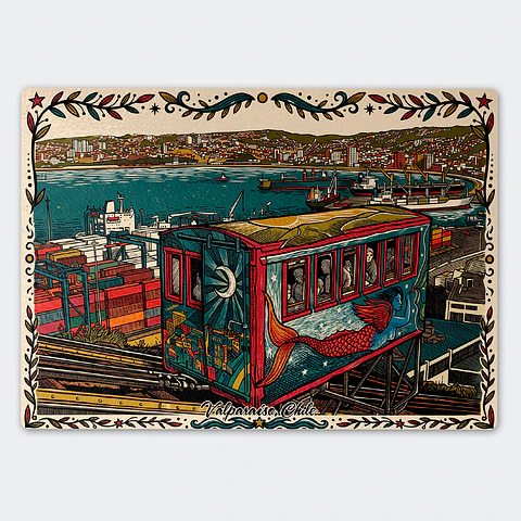 Tabla de cocina - Diseño Ascensor y Puerto de Valparaíso