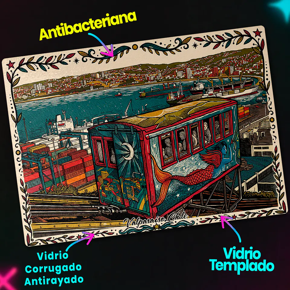 Tabla de cocina - Diseño Ascensor y Puerto de Valparaíso 3