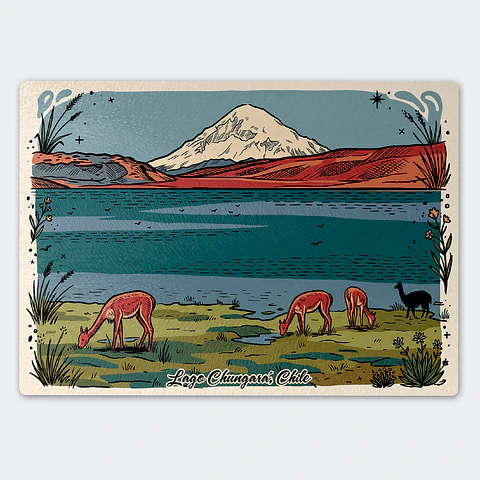 Tabla de cocina - Diseño Lago Chungará y Volcán Parinacota