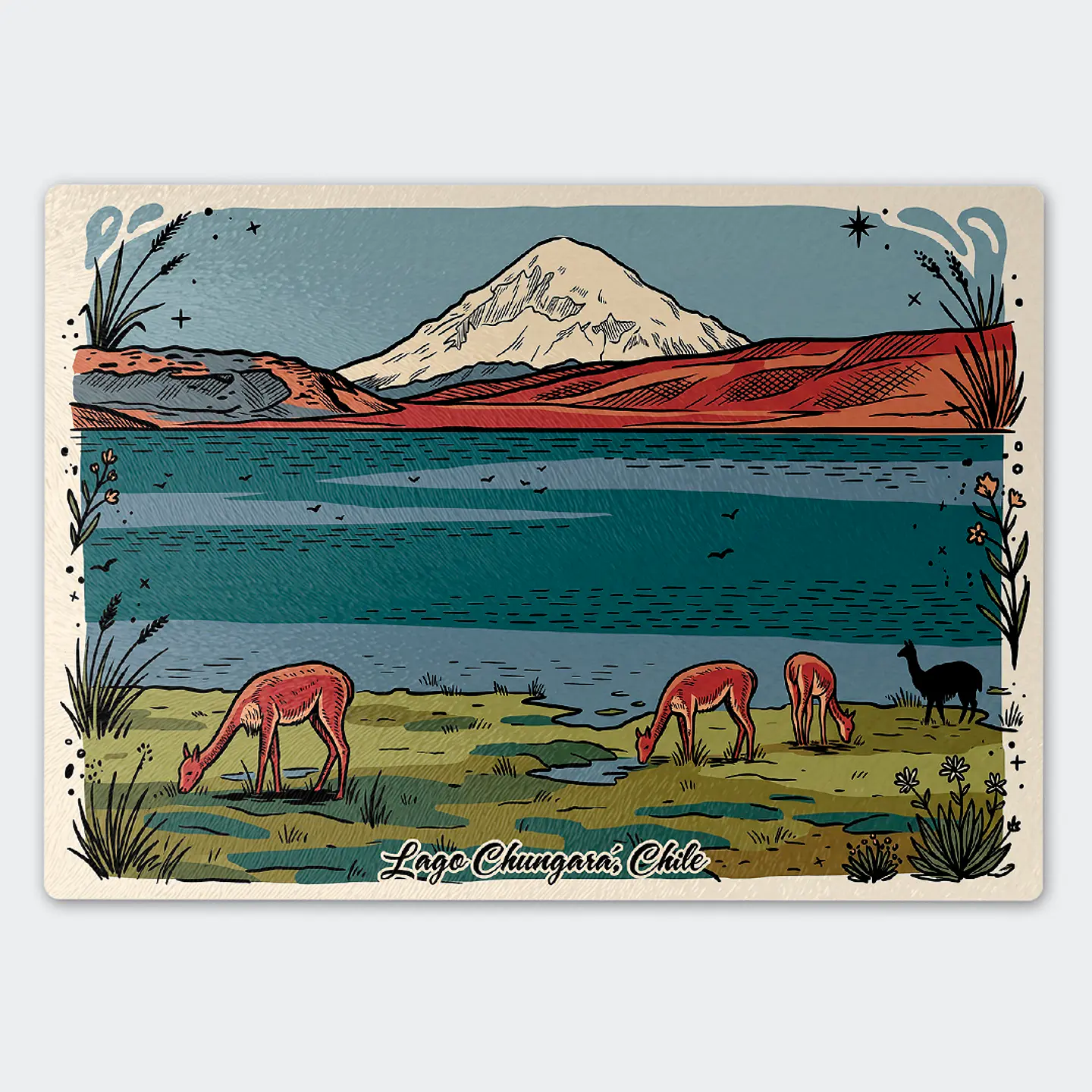 Tabla de cocina - Diseño Lago Chungará y Volcán Parinacota 1