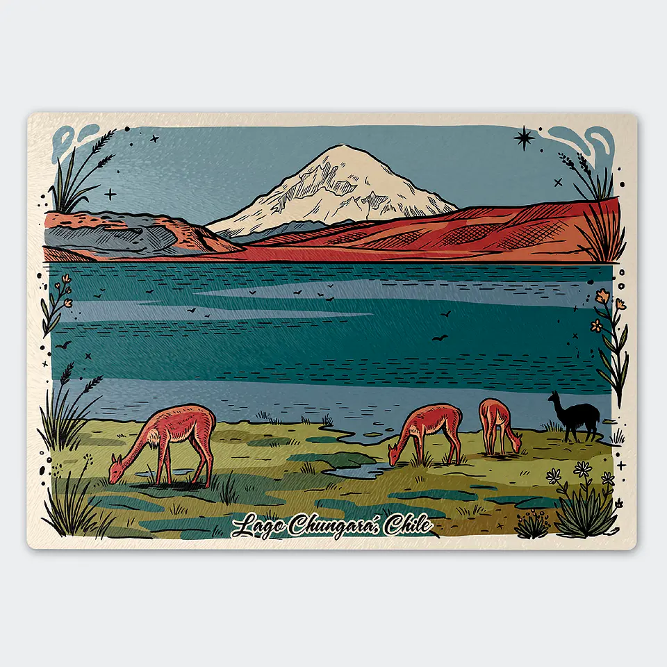 Tabla de cocina - Diseño Lago Chungará y Volcán Parinacota 1