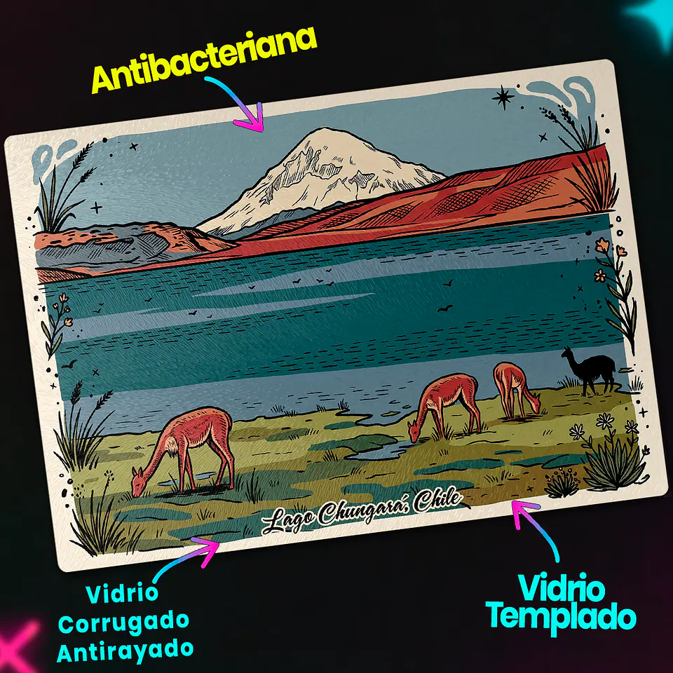 Tabla de cocina - Diseño Lago Chungará y Volcán Parinacota 3