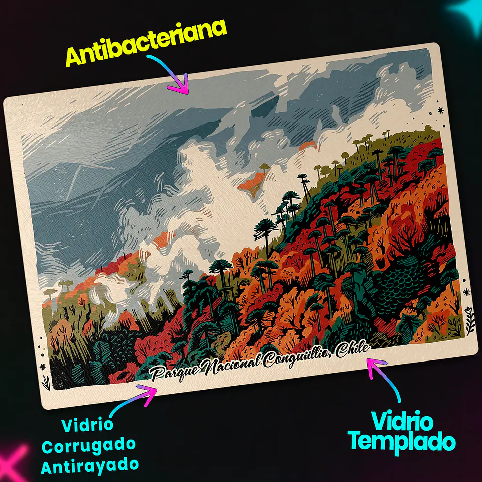 Tabla de cocina - Diseño Parque Nacional Conguillío y Araucarias 3