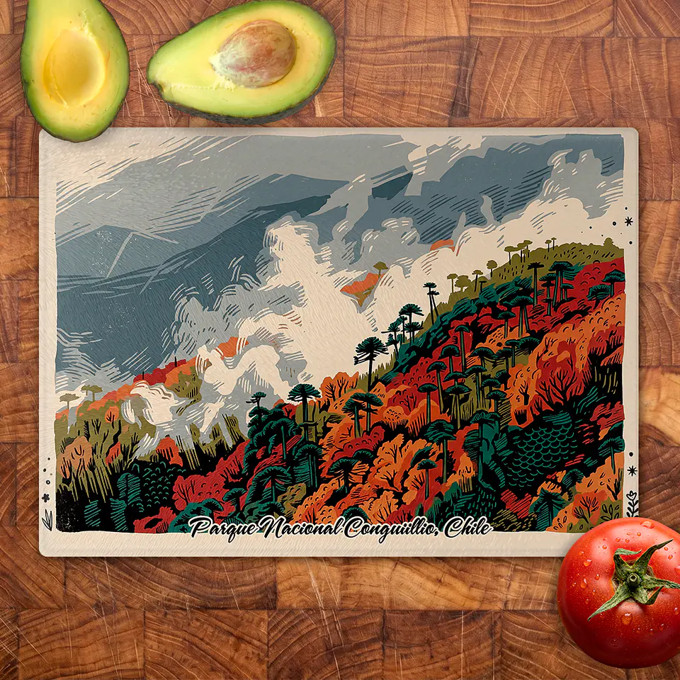 Tabla de cocina - Diseño Parque Nacional Conguillío y Araucarias 2
