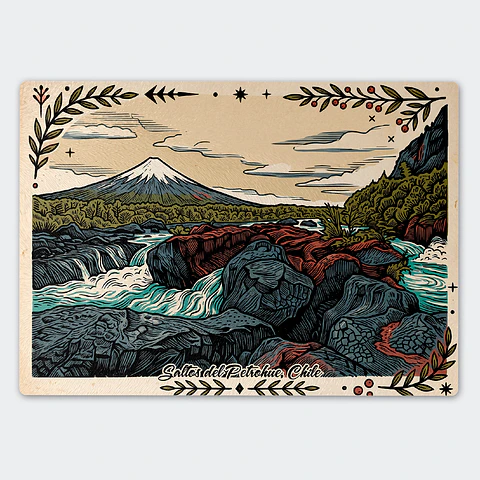 Tabla de cocina - Diseño Saltos del Petrohué y Volcán Osorno