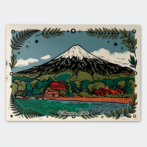 Tabla de cocina - Diseño Villarrica con Vista al Volcán
