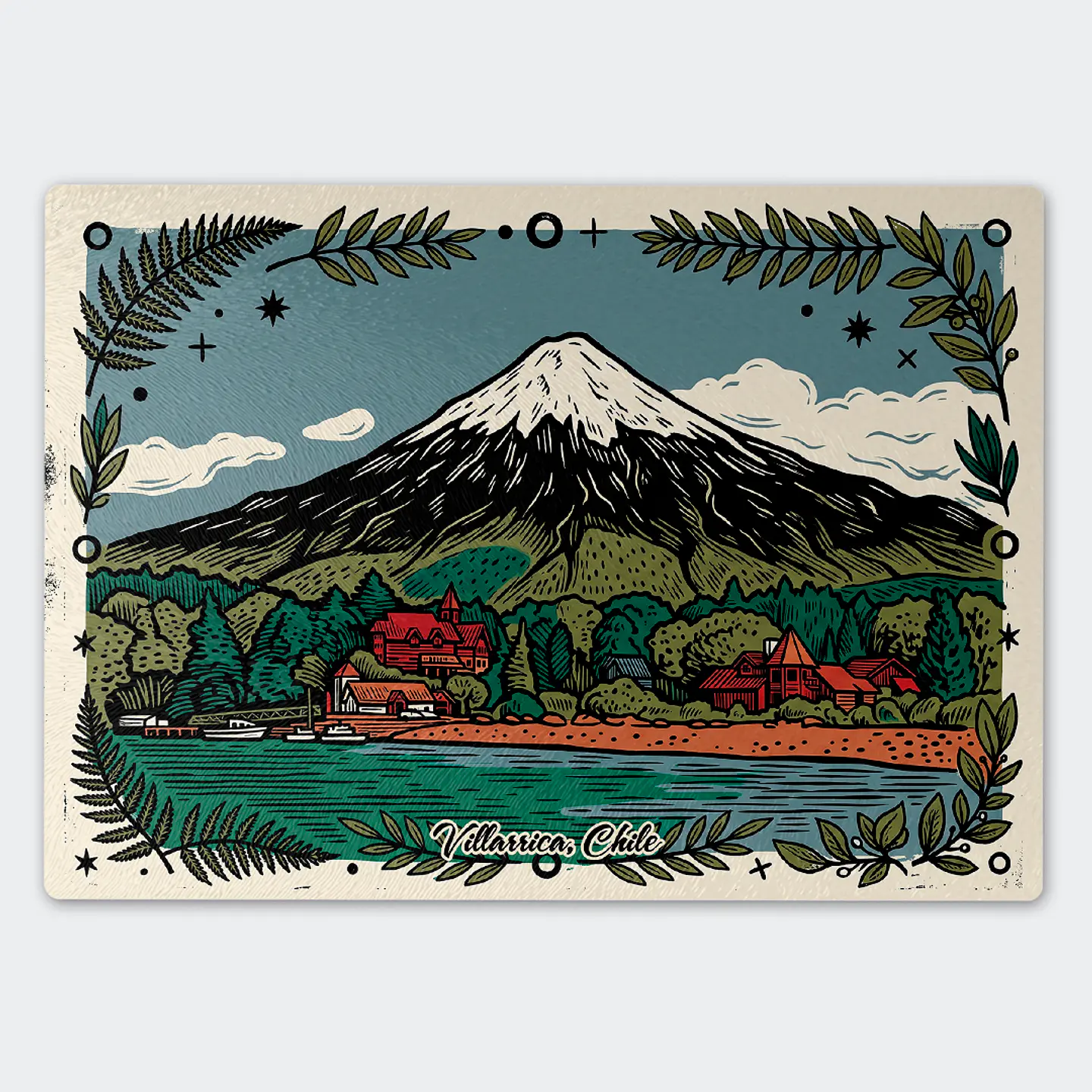 Tabla de cocina - Diseño Villarrica con Vista al Volcán 1