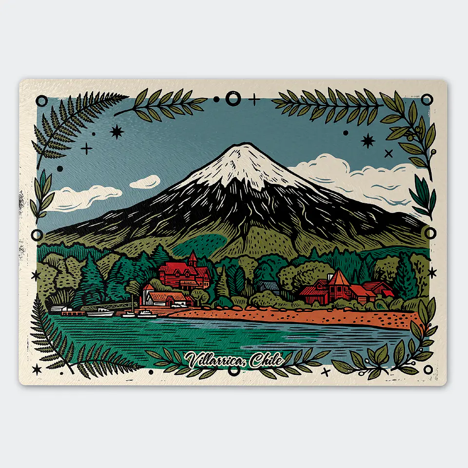 Tabla de cocina - Diseño Villarrica con Vista al Volcán 1