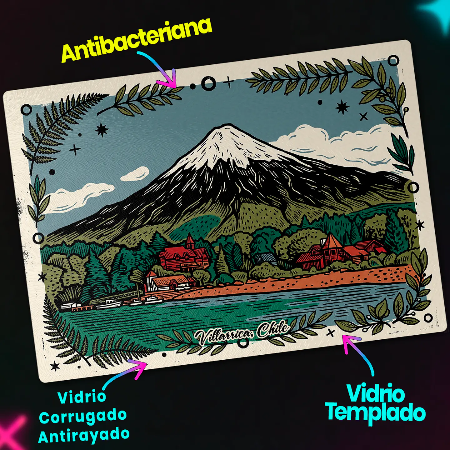 Tabla de cocina - Diseño Villarrica con Vista al Volcán 3