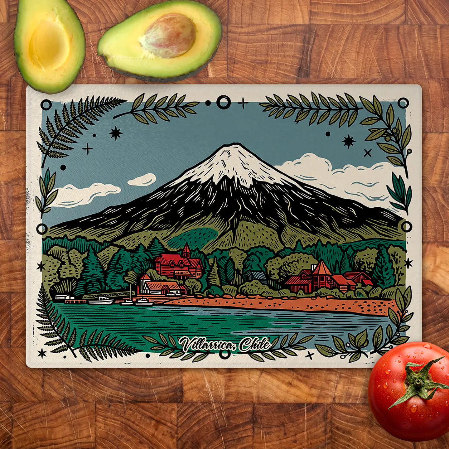 Tabla de cocina - Diseño Villarrica con Vista al Volcán 2