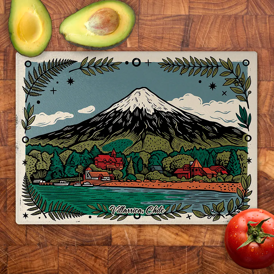 Tabla de cocina - Diseño Villarrica con Vista al Volcán 2