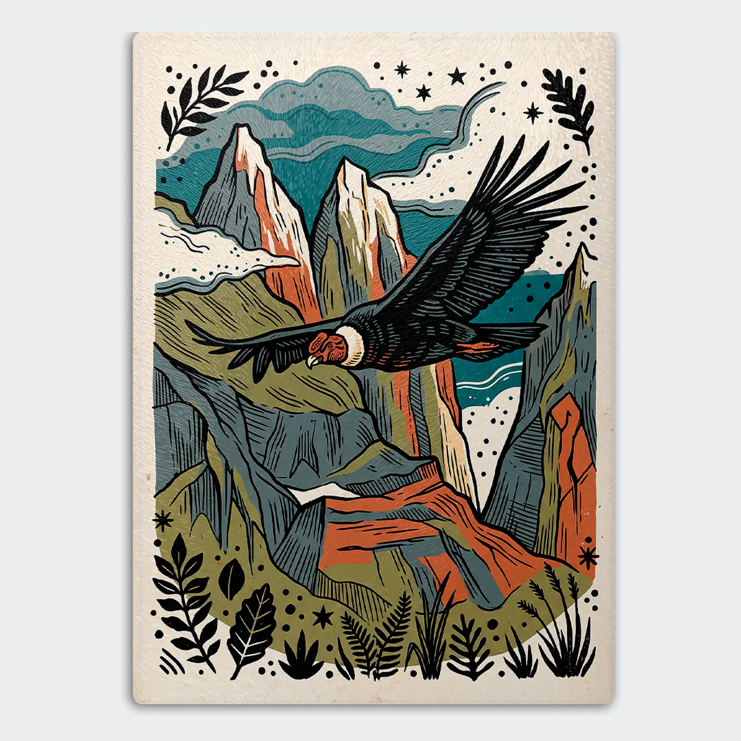 Tabla de cocina - Diseño Cóndor Andino en Torres del Paine 1