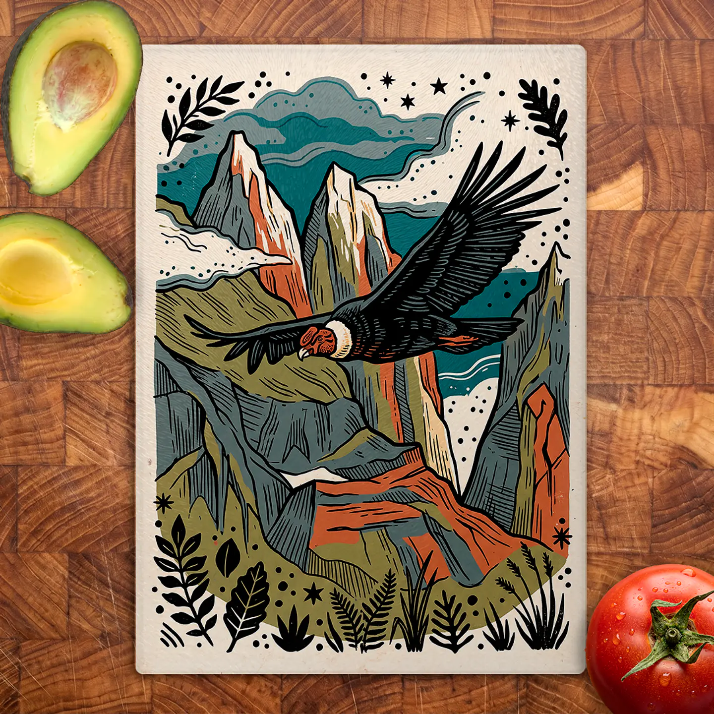 Tabla de cocina - Diseño Cóndor Andino en Torres del Paine 2