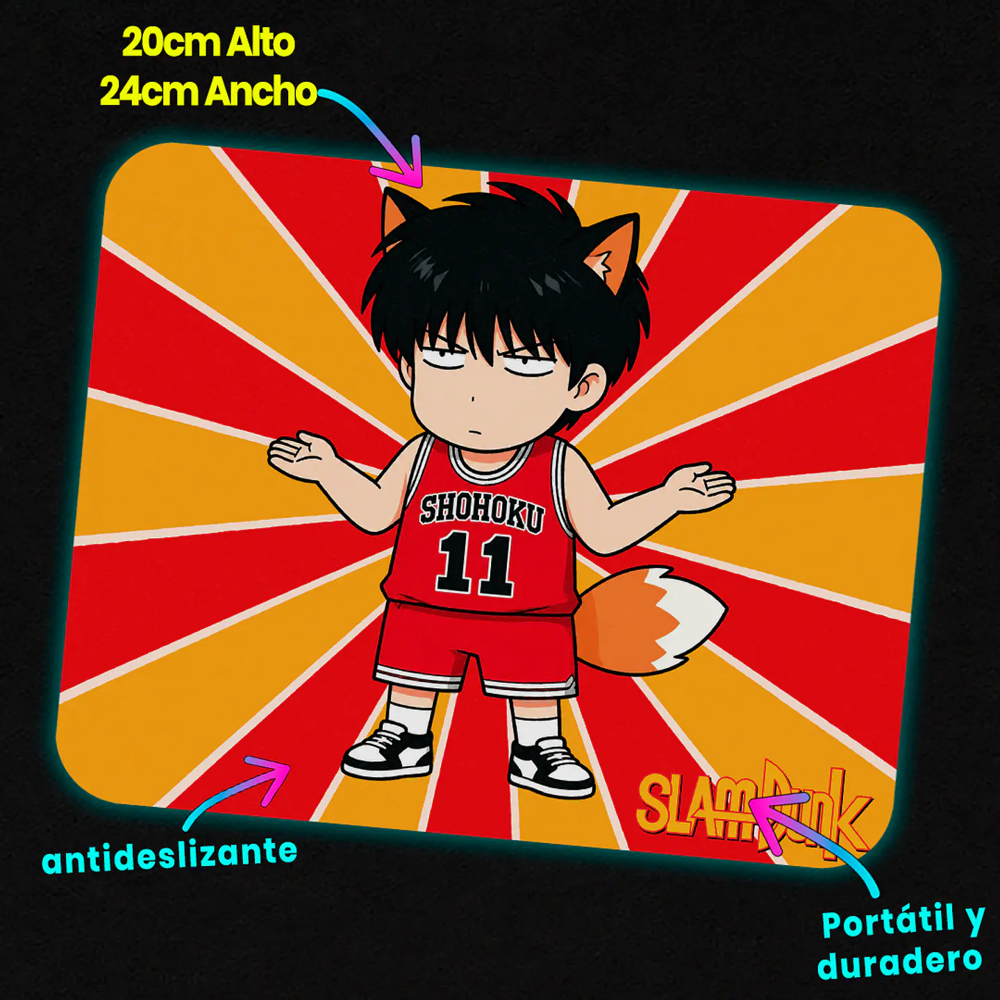 Mousepad 20x24 cm - Diseño Slam Dunk Chibi Zorro 3
