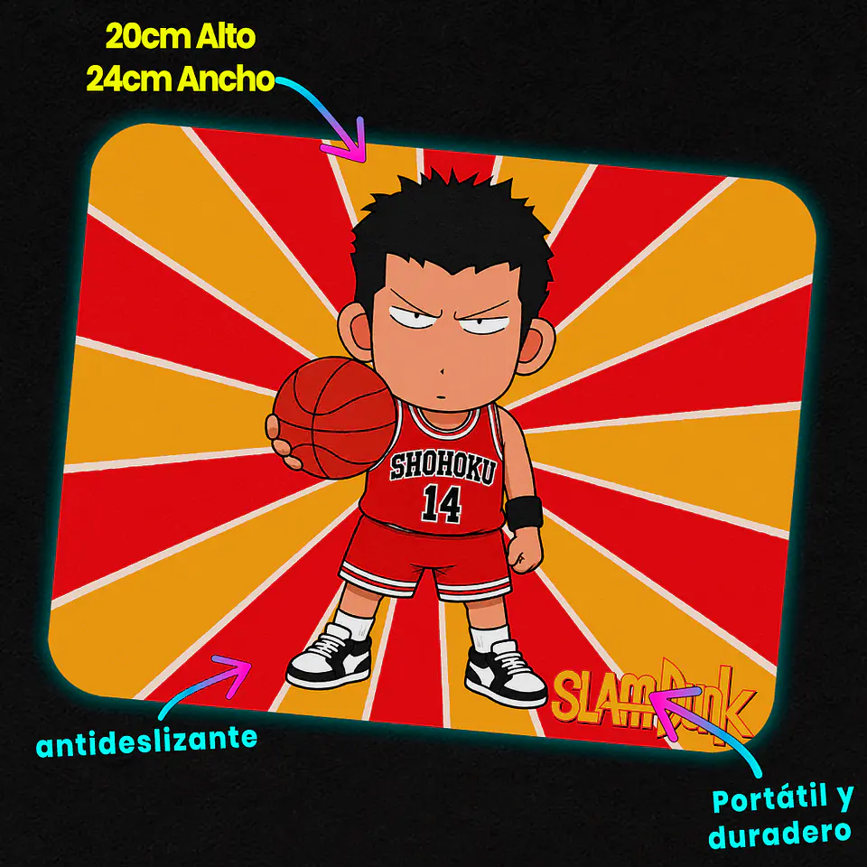Mousepad 20x24 cm - Diseño Slam Dunk Chibi Mitsui 3